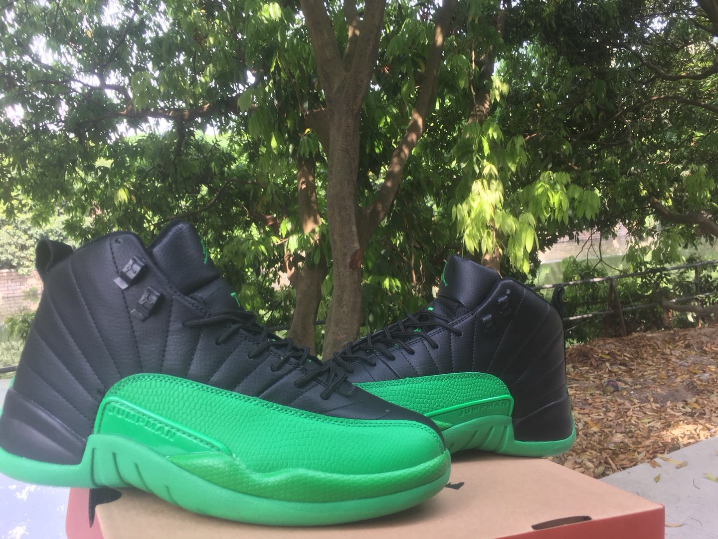 2020 Air Jordan 12 Retro Black Green Shoes - Click Image to Close